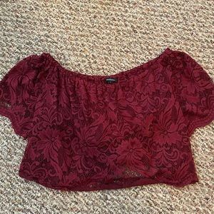 Maroon lace crop top